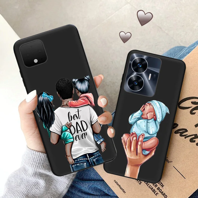 Матовая задняя крышка для телефона Pixel 8 8a 7 7a 6 6a Moto Edge 20 30 40 Pro OneFusion G200 Super Dad Baby Family Mom