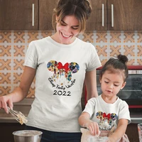 disney family vacation t shirt 2022 women girls home casual clothes minnie princess print aesthetic fashion tops for ladies