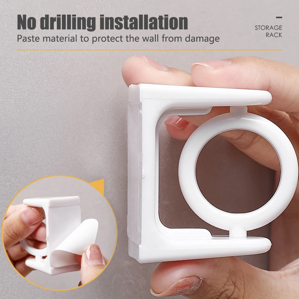 Strong Curtain Rod Bracket Holders Hooks Self-adhesive Holder Clothes Rail Toilet Bathroom kitchen Accessories 2pc |