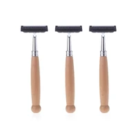 1pc reusable razors wooden handle shaving machine mens shaving machine scissors exchange shaving machine