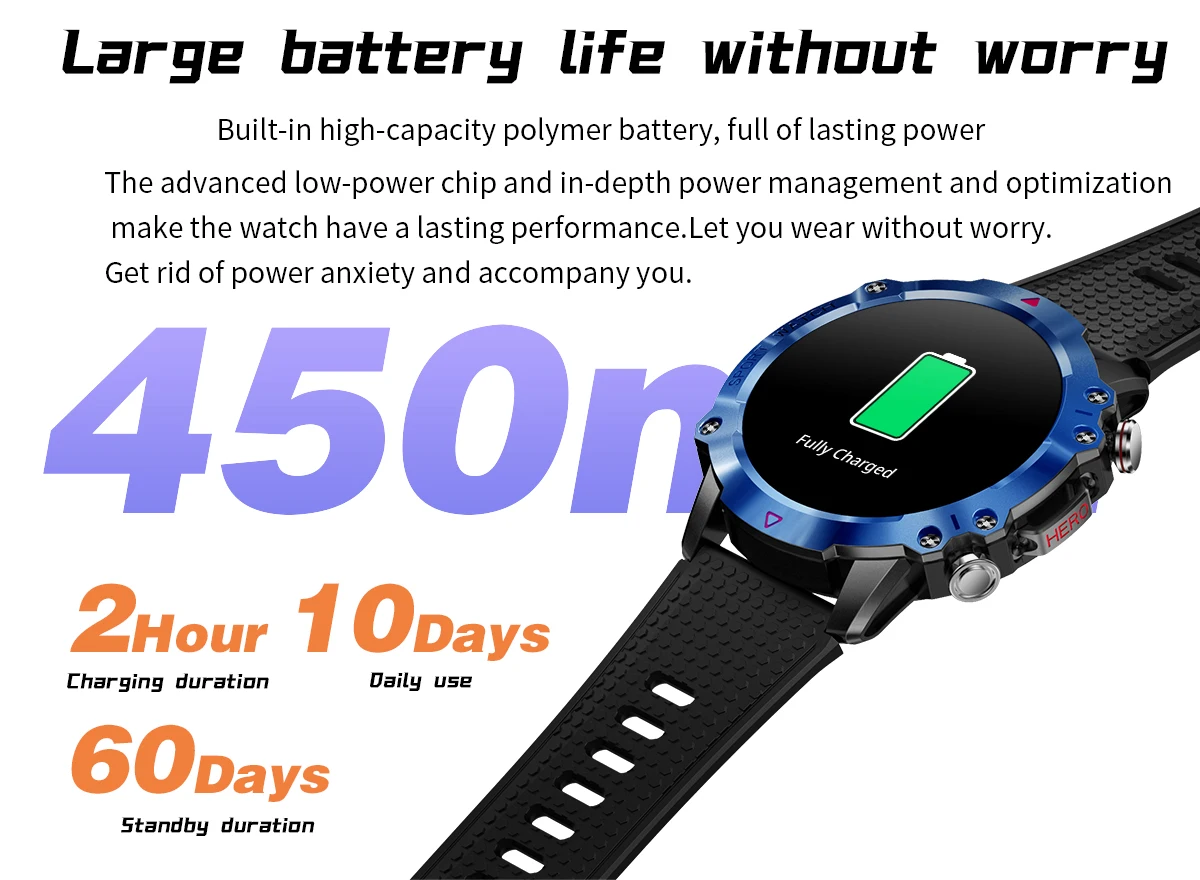 2023 NEW KR10 Outdoor Sports 450mah Battery 1.39 Inch Large Screen 107 Sports Modes Bluetooth Call Smart Watch for Men and Women