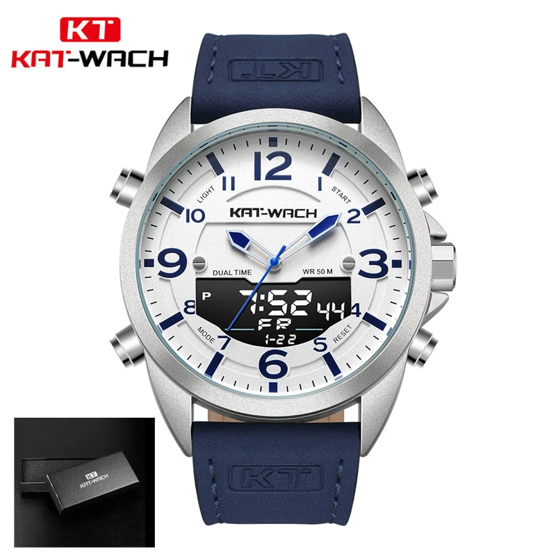 Светящиеся водонепроницаемые мужские часы с кожаным ремешком Kat-Wach 2022 модные