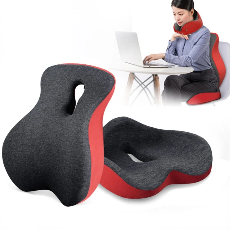 

3pcs Set Chair Cushion Set Memory Foam Seat Cushion Lumbar Support Orthopedic Pillow Protect Coccyx Relieve Back Pain Car Seat