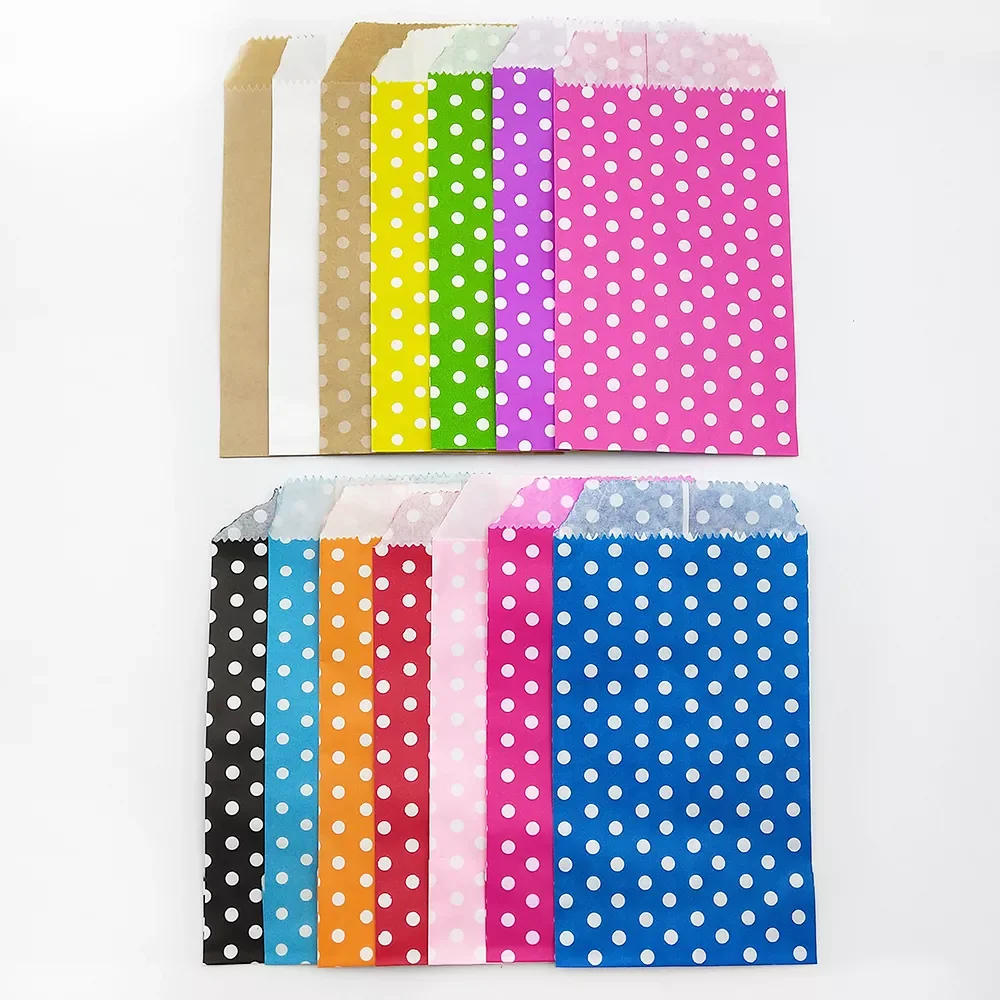 

Mini dot Kraft Paper Bags Wedding Party Invitation Greeting Cards Paper Gift bag 8X15cm