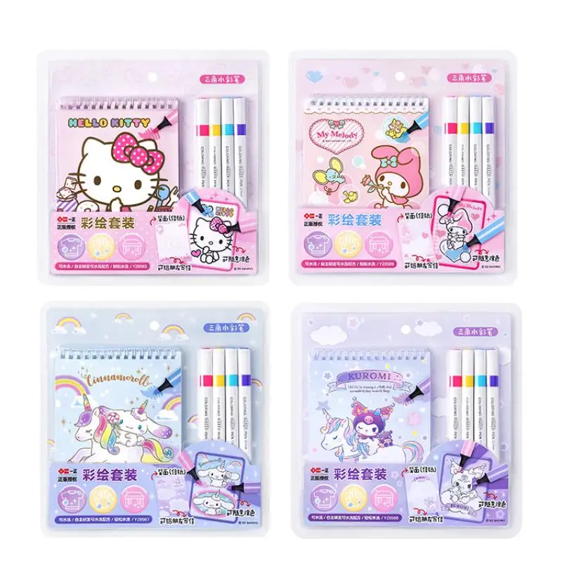 

Sanrio Kuromi Cinnamoroll Mymelody Канцтовары Детский пейнтбук Творческий граффити ручной работы набор акварельных картин для девочек