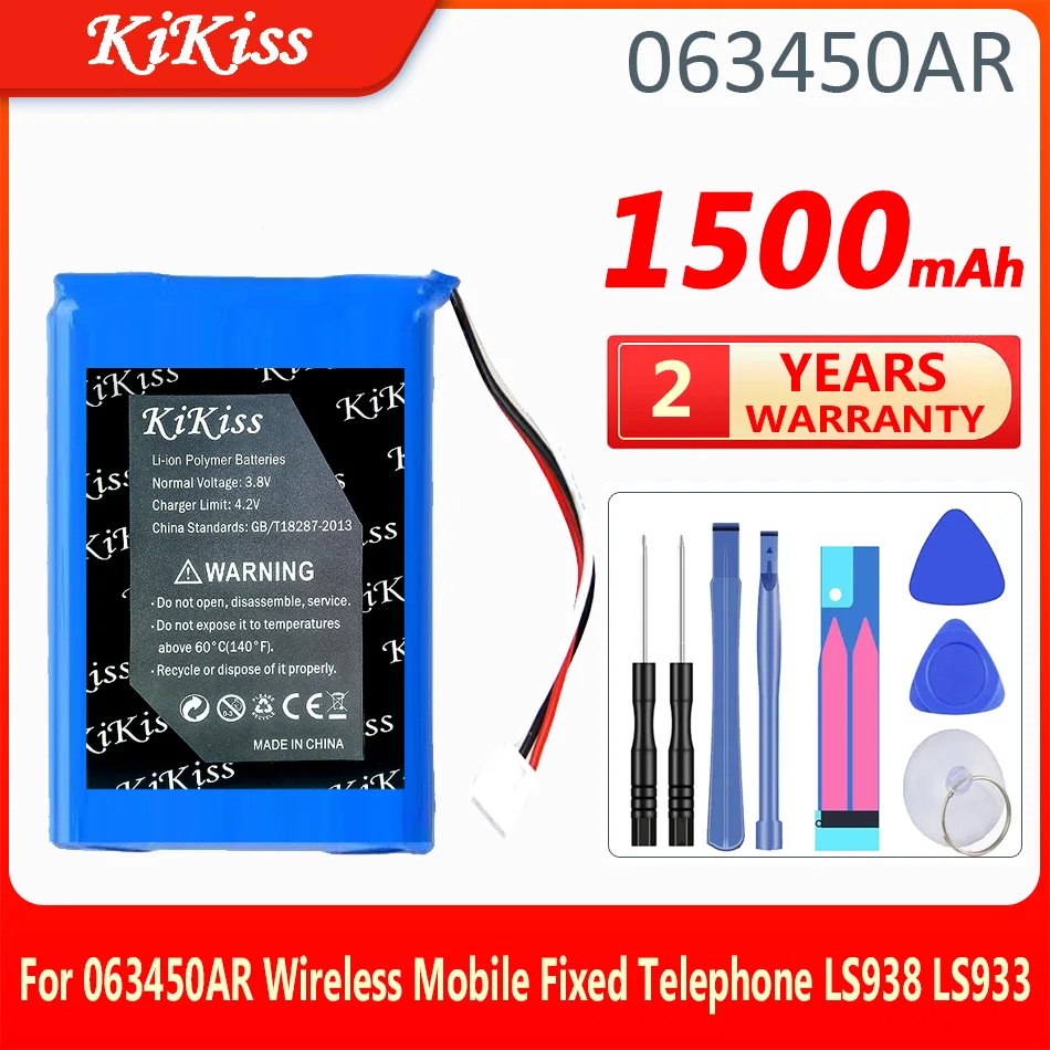 

KiKiss 1500mAh Battery For 063450AR Wireless Mobile Fixed Telephone LS938 LS933 Rechargeable Accumulator