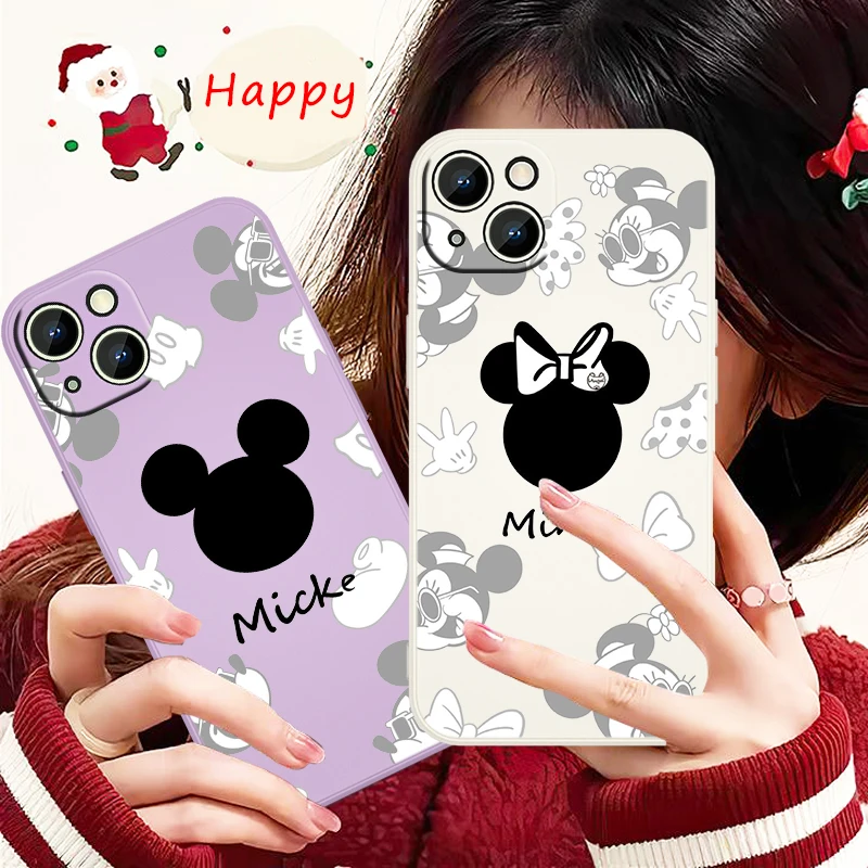 

Mickey Minnie Art Disney Phone Case For Apple iPhone 13 12 Mini 11 XS Pro Max X XR 8 7 6 Plus SE 2020 Liquid Rope Cover