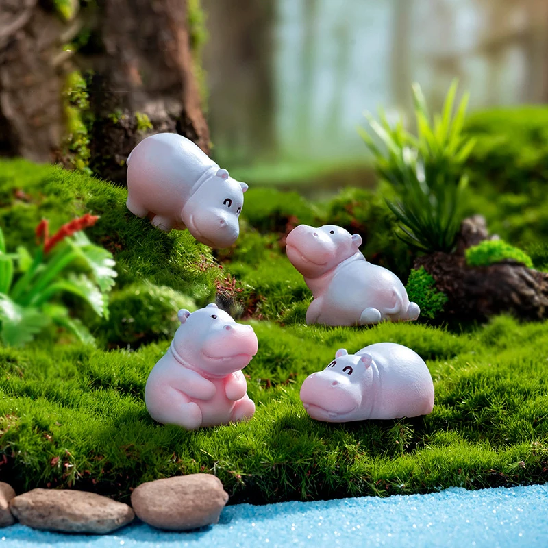 6 шт. мини-маленькая фигурка бегемота модель куклы мох микропейзаж домашний декор