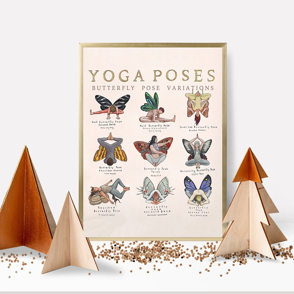 Животные, бабочки, вид, Йога, постеры, медитация, ретро настенное искусство, винтажная Картина на холсте, печать для гостиной, домашний декор