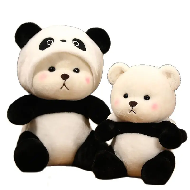

26-60cm Giant Teddy Bear Cosplay Panda Doll Plush Toy Kawaii Hooded Cartoon Zoo Animal Plushie Pillow Sitting Kids Birthday Gift