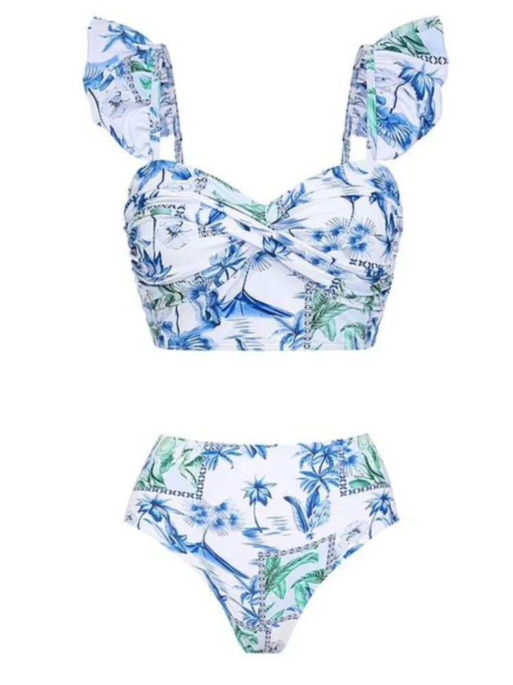 Цельный купальник в стиле ретро с принтом розовый цвет сексуальный пляжный