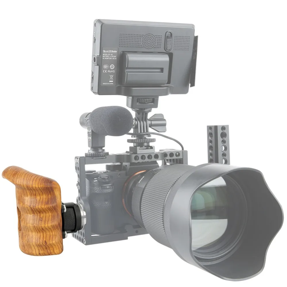 

Stabilized Wood Handle Rosette ARRI Camera Cage Handle Rosette Grip ARRI Rosette Wooden Grip DSLR Video Rig(Right Hand) 149