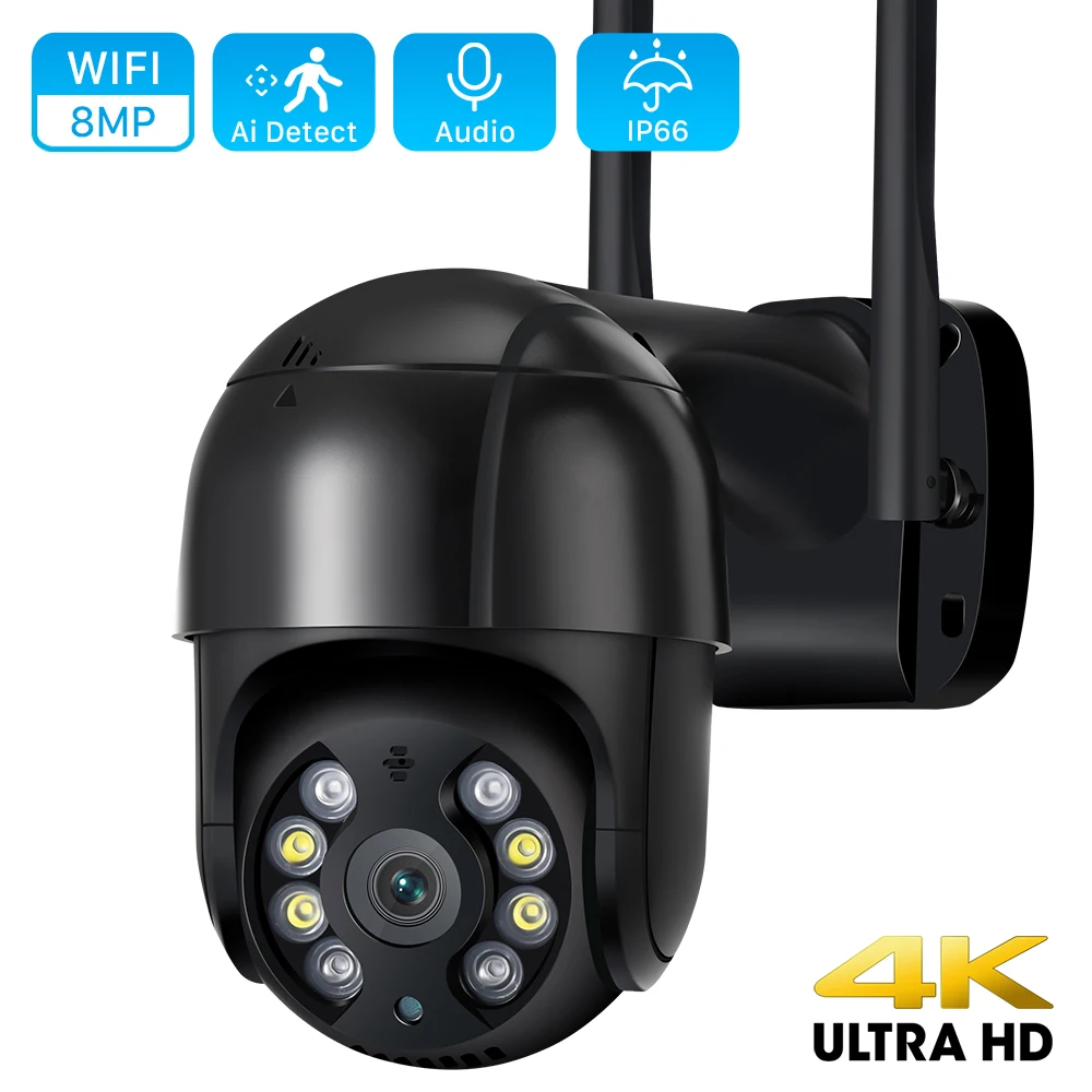 

IP-камера наружная беспроводная, 4K, 8 Мп, Wi-Fi, 1080P, PTZ