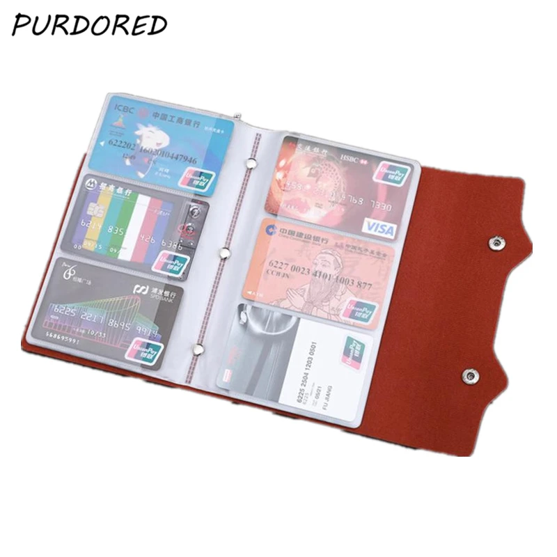 PURDORED 1 Pc 108 Slots Card Holder PU Leather Business Card Case Function Bag Minimalist Wallet ID Card Bag Tarjetero Hombre