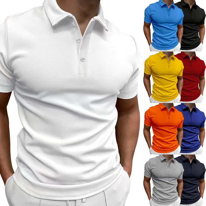 2023summer Men'spoloshirt Solid Color Short Sleeve Lapeltt-shirt Casual Fit Top4xleuropean And American Style Men's Clothing