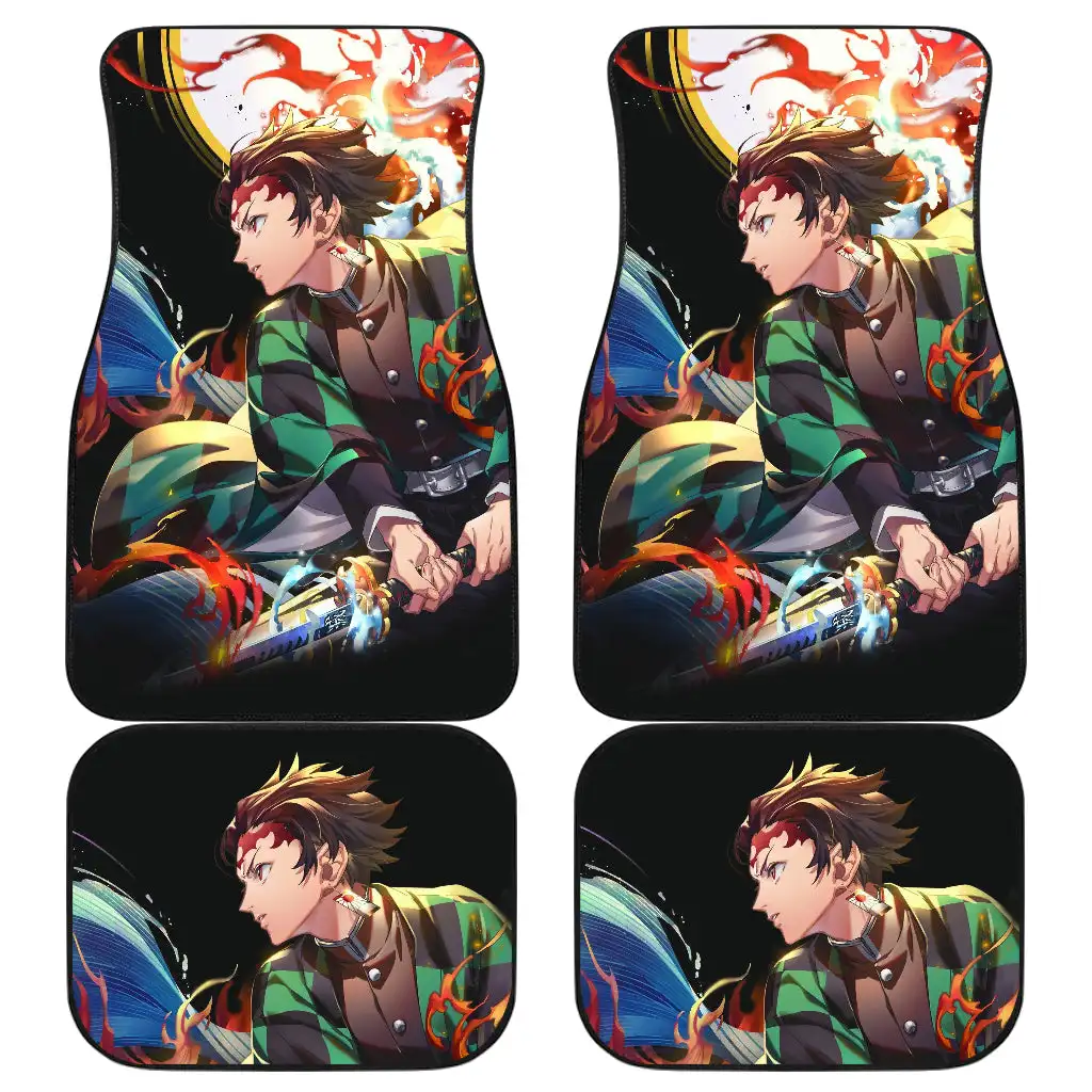

Kamado Tanjiro Anime Car Floor Mats Demon Slayer Fire Car Mats Ci0604 Full Set 4-Piece Front Rear Car Floor Mats