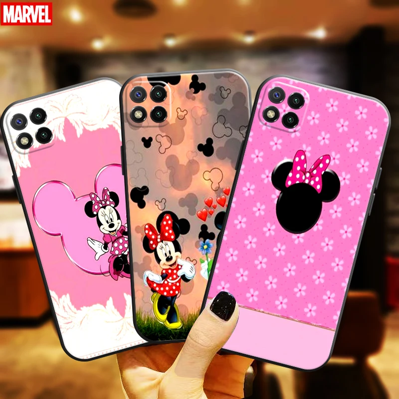 

Cute Cartoon Minnie Mouse For Xiaomi Redmi 9C Phone Case Redmi 9C Liquid Silicon Soft Back Carcasa Funda Black