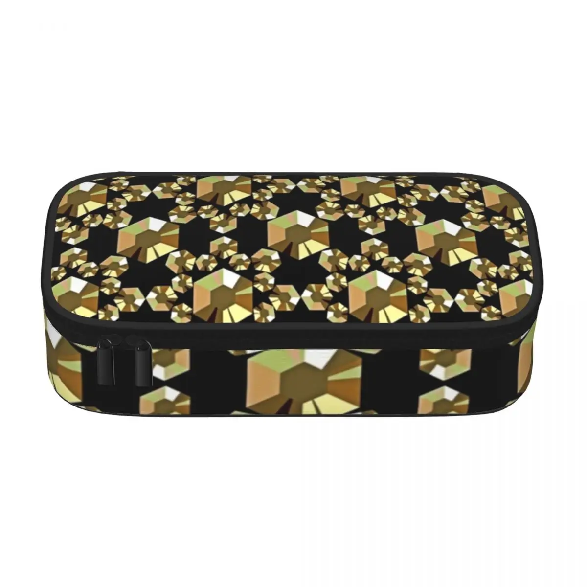 Crystals Beads Print Pencil Case Sparkling Gold Cute Multi Function Zipper Pencil Box Stationery For Teens Pen Bags