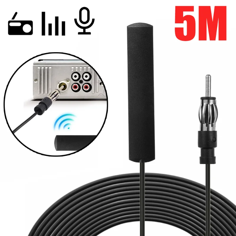 

5/3m Car Electronic Radio Antenna Front Windshield Car AM FM Radio Antenna Signal Amplifier Booster 12V Universal Antena Booster