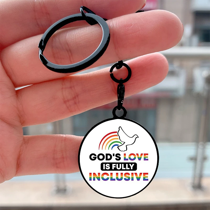 

Fashion God's Love Is Fully Inclusive Cool Key Tag Motorcycles Cars Backpack Chaveiro Keychain For Friends Key Ring Gifts