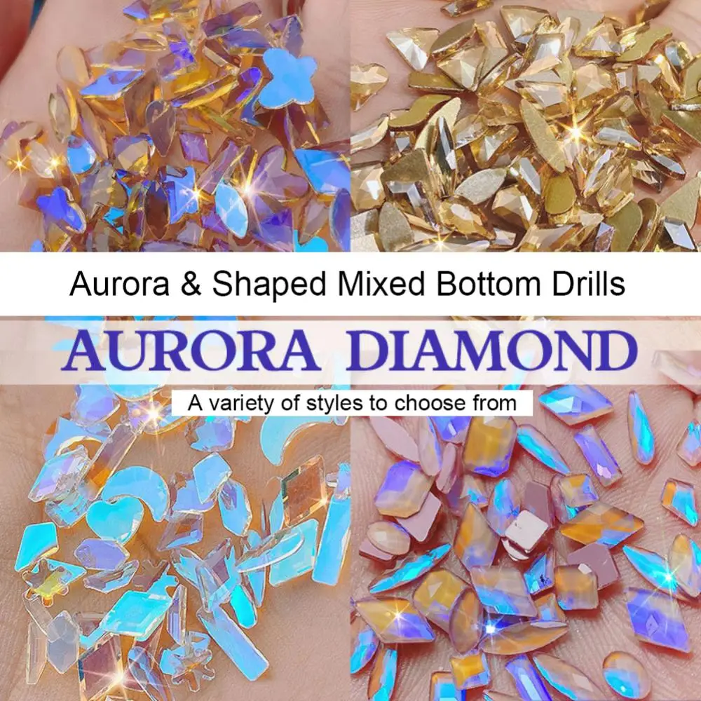 

Nail Decoration Aurora Mixed Size Irregular Shape Nail Gems AB Flatback Rhinestones Gems Stones Nail Art Rhinestones DIY Nails