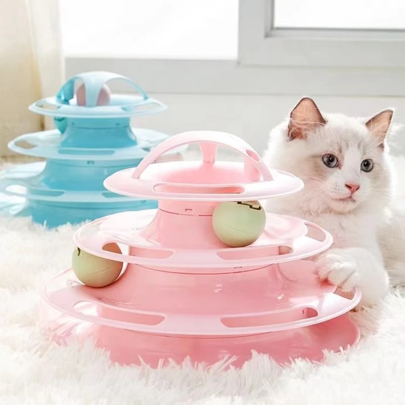 

Cat Toy Accessories Puzzle Interactive Ball Pet Toy 4-layer Track Disc Wheel Turntable to Play Fun Games Kitten Pet Supplies