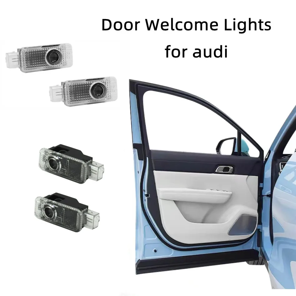 

For audi TT Q7 Q5 Q3 A3-A8 Quattro car LED door welcome light floor sign projector 4pcs car decoration accessories