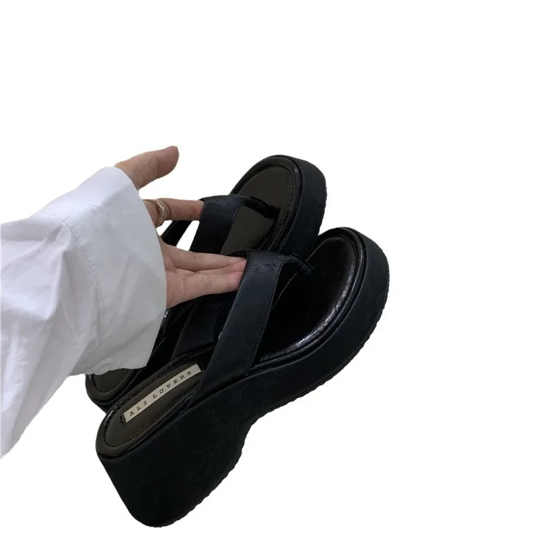 Женские Классические шлепанцы на танкетке низкие Роскошные каблуке Гавайские