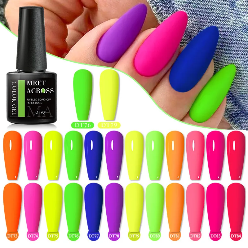 

Fluorescent Nail Gel Polish Summer Neon Gel Polish Vernis Semi Permanent Varnishes Nail Art Manicure Soak Off LED UV Gel Polish