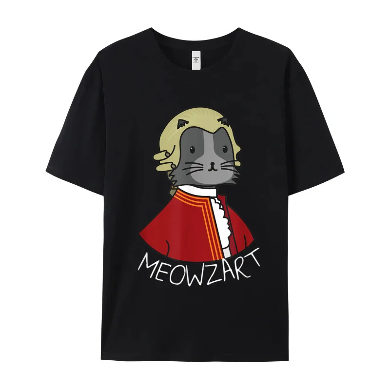 Мужская футболка из чистого хлопка с коротким рукавом Meowzart футболки забавным