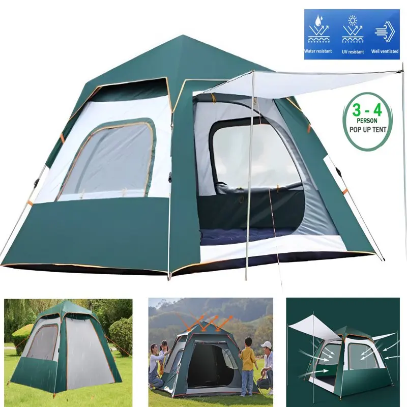 

Tents, 4 Person Camping Tents, Waterproof Windproof Family Tent with Top Rainfly, Easy Set Up, Portable with Carry Bag, Easy Se