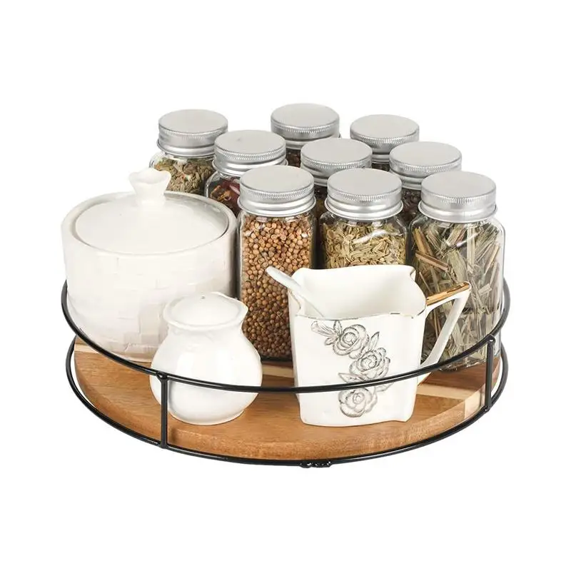 

Wood Lazy Susans Turntable Kitchen Table Top Spice Organizer 360 Degree Rotation Kitchen Table Top Spice Organizer Turntable