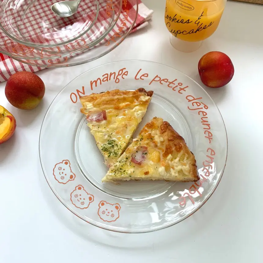 

Korean Ins Creative Graffiti Cheese Glass Plate Illustration Plate Breakfast Dessert Plate Kitchen Supplies Dishes And Plates
