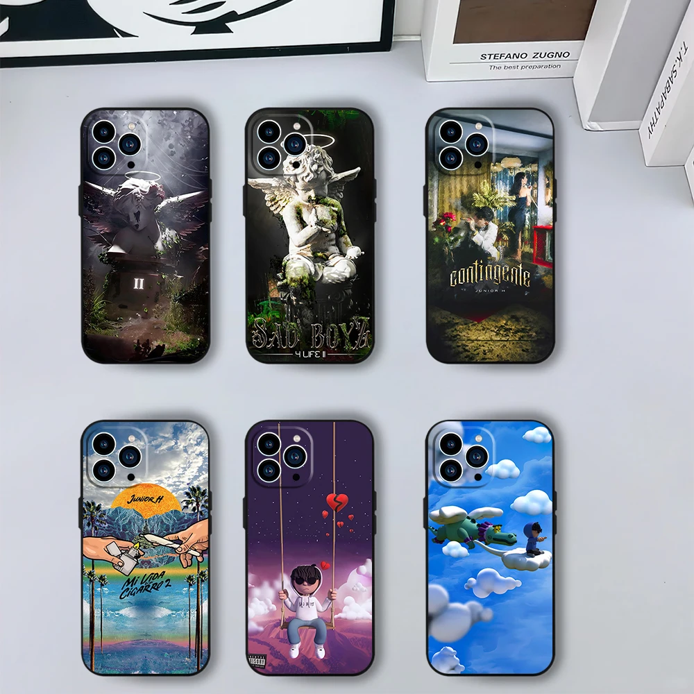 Чехол для телефона Junior H Sad boyz 4 life II iPhone 12 11 13 14 15 16 Max Pro Plus черный мягкий силиконовый