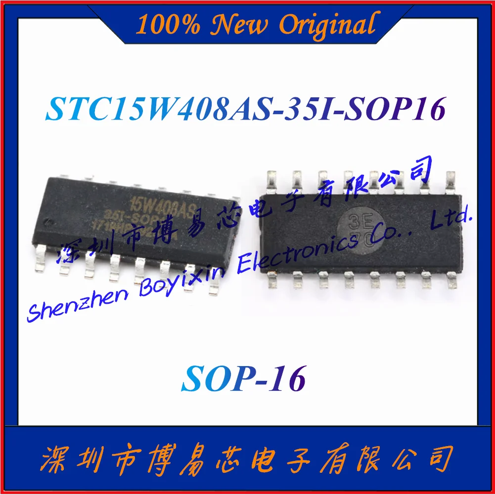 NEW STC15W408AS-35I-SOP16 Voltage: 2.5V~5.5V Program capacity: 8KB Total RAM capacity: 512Byte SOP-16