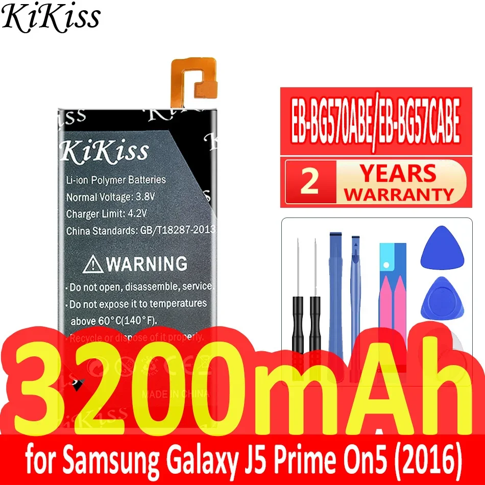 Мощный аккумулятор KiKiss емкостью 3200 мАч EB-BG570ABE/EB-BG57CABE для Samsung Galaxy J5 Prime On5 (2016) G570F