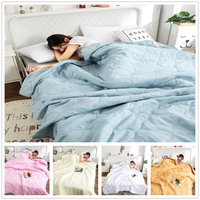 macaron color summer quilt kids bluewhitepink integrated bed quilts queen thin washable summer blanket comforter duvet only