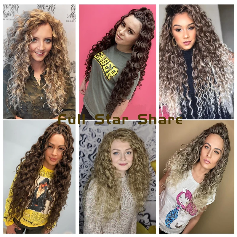 Wave Curls Crochet Hair Extensions Crochet Braids Braiding Hair Hawaii Afro Curls Ombre Curly Blonde Water Wave Braid For Women images - 6