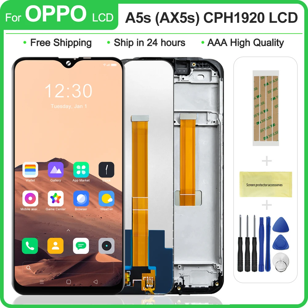 

6,2 ''Оригинальный ЖК-дисплей для OPPO A5S cph1900/AX5S CPH1920 сенсорный экран дигитайзер с рамкой в сборе для OPPO A5S LCD