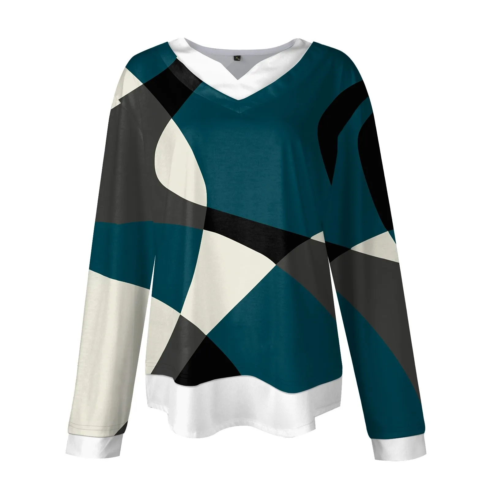 Женский топ с V-образным вырезом имитация двух предметов клетчатый Топ длинным