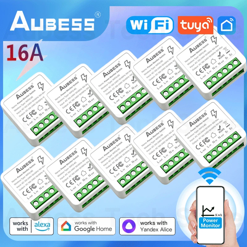 Умный светильник ель AUBESS Tuya гаджет для умного дома с голосовым управлением Wi-Fi Alexa