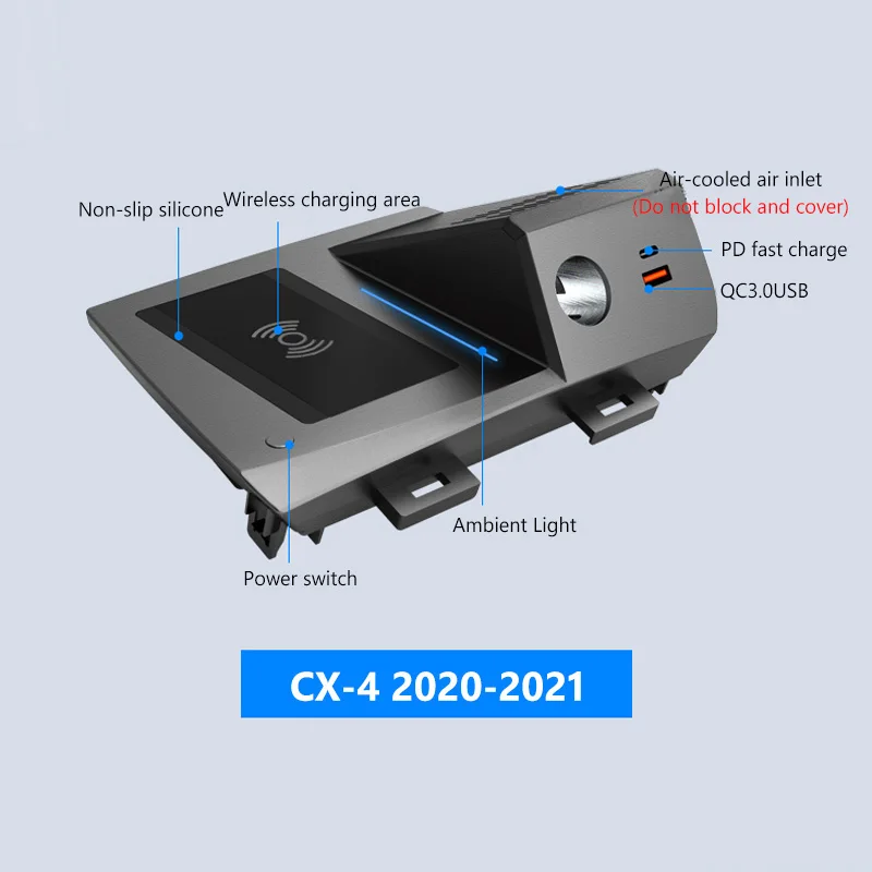Автомобильное беспроводное зарядное устройство 15 Вт для Mazda CX-4 CX4 2020 2021 быстрая
