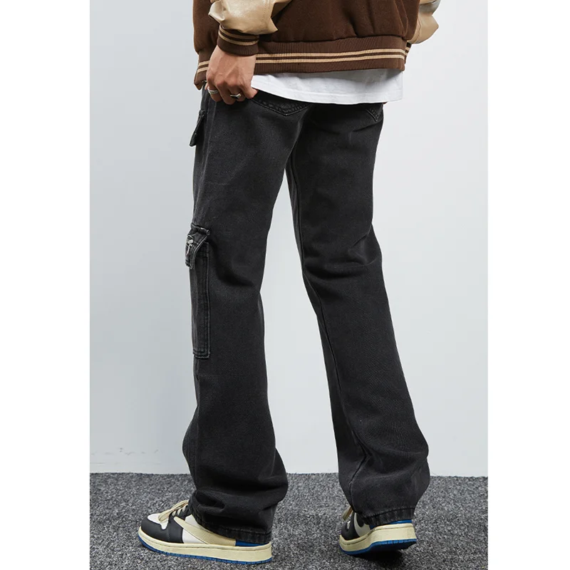 Streetwear Men 2022 Fashion New Pattern Vintage Recreational Black Jeans Loose Straight Cylinder Broad Leg Trousers Autumn Women