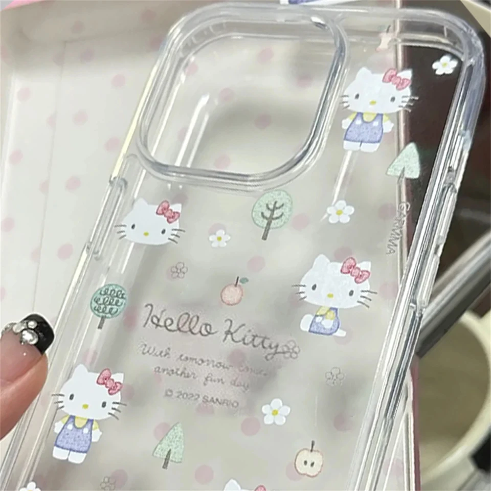Оригинальные прозрачные чехлы Sanrio Hello Kitty для iPhone 15 14 11 13 12 Pro Max XR XS 7 8 Plus Y2K защитный