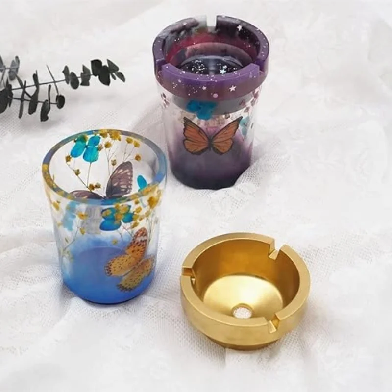 Самодельная пепельница с кристаллами зеркальная силиконовая форма двумя слоями