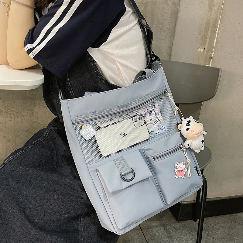 

Новая Милая вместительная сумка через плечо для девушек, корейская модная Студенческая Наклонная Сумка через плечо, нейлоновая водонепроницаемая сумка