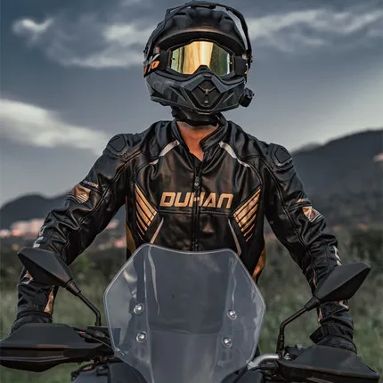 

DUHAN Motorcycle Jacket Leather Motocross Jacket Chaqueta Moto Moto Racing Riding Jacket Waterproof Protective Gear with Removab