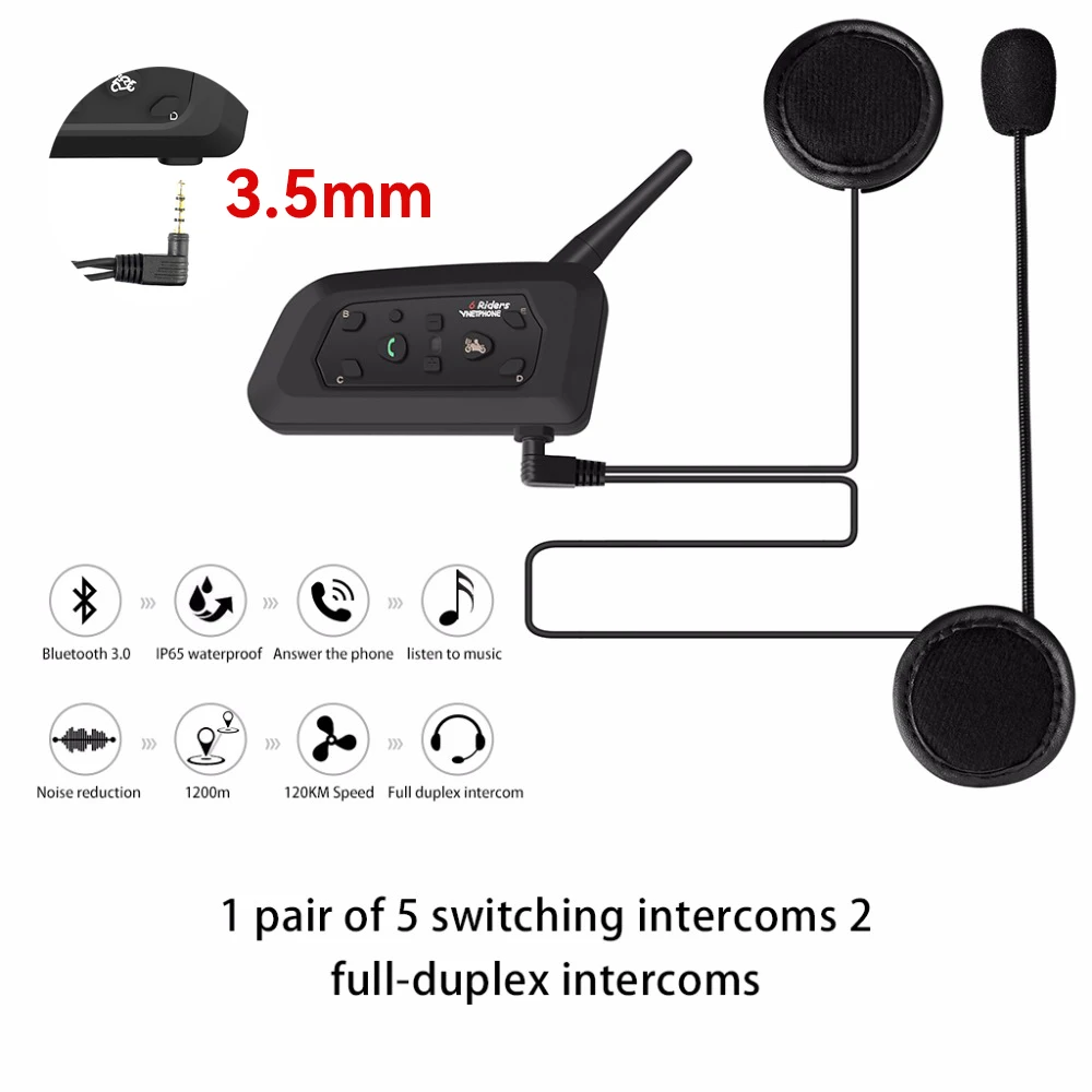Vnetphone V6 Bluetooth Motorcycle Helmet Intercom Headset Waterproof IP65 Full Duplex Interphone Communicator for 6 Riders GPS images - 6