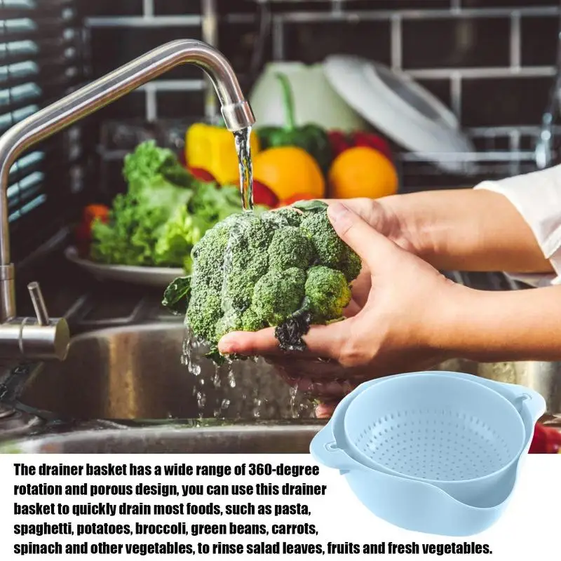 

Корзина для мытья овощей, двухслойный кухонный дуршлаг, вращающаяся сервировочная чаша для пасты, фруктов, бобов, брокколи, картофеля