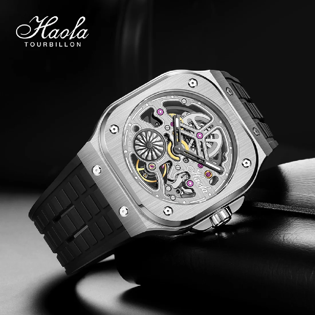 

Haofa Luminous Automatic Mechanical Watches Mens 2021 Sapphire Flying Self-winding Automatic Skeleton Movement Watch For Men